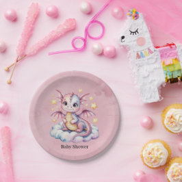 Plato De Papel Dragón Whimsical En Un Baby Shower En Nube