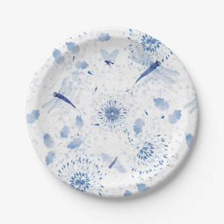 Plato De Papel Dragona azul floral Chinoiserie