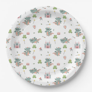 Plato De Papel Dragones Caballeros Castillo Medieval