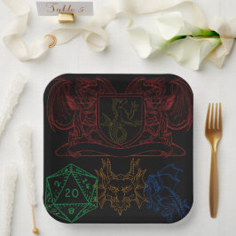 Plato De Papel Dragones con dados