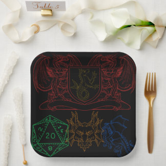 Plato De Papel Dragones con dados