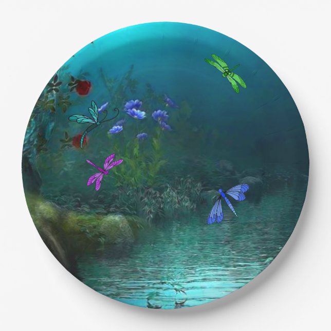 Plato De Papel Dragonflies (Anverso)
