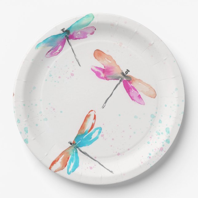 Plato De Papel Dragonflies 2 placas de papel (Anverso)