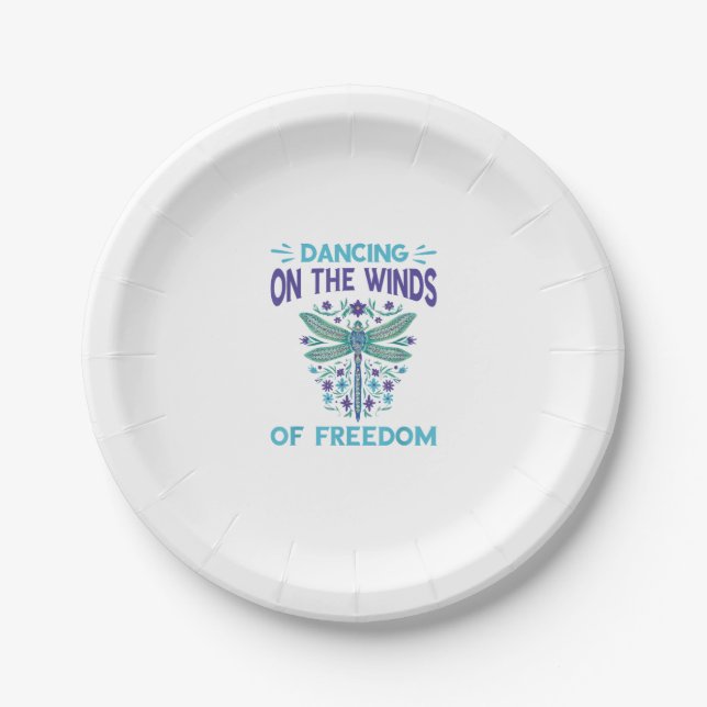 Plato De Papel Dragonfly Bailando Sobre Los Vientos Dragonfly Ama (Anverso)