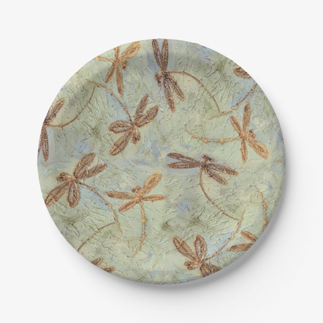 Plato De Papel Dragonfly Dance Gold (Anverso)