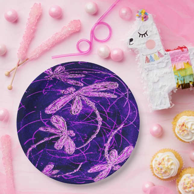Plato De Papel Dragonfly Disco (Fiesta)