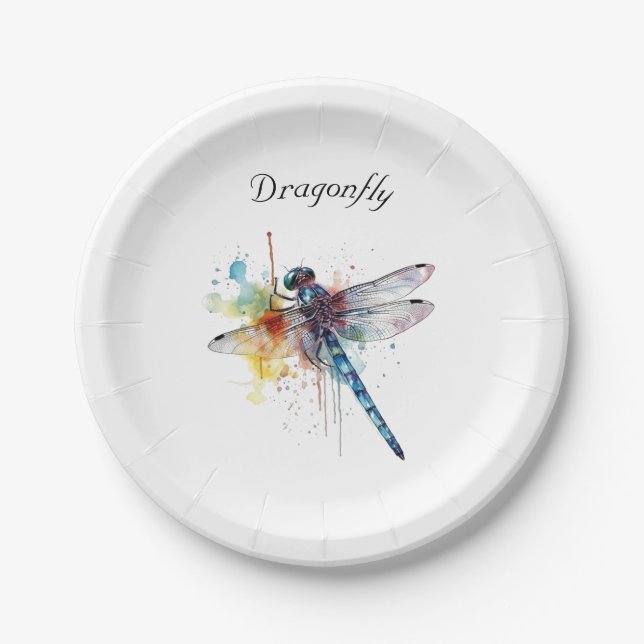 Plato De Papel Dragonfly Dreamscape, personalizado (Anverso)