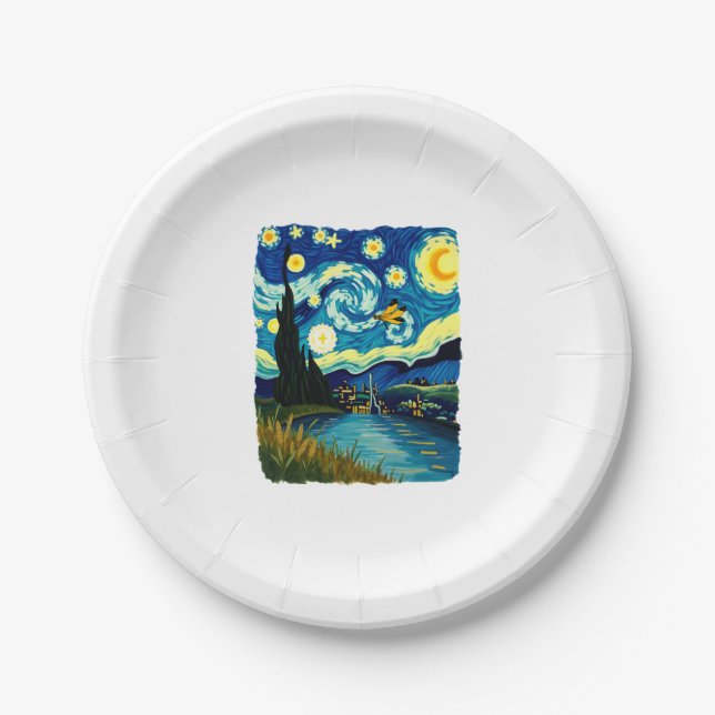 Plato De Papel Dragonfly Starry Night (3) (Anverso)