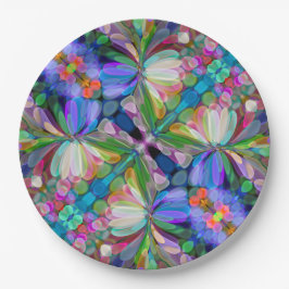 Plato De Papel Dragonfly Wildflower Garden Abstract Floral