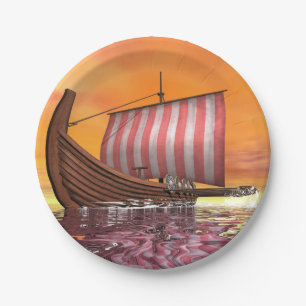 Plato De Papel Drakkar o nave de vikingo - 3D rinden
