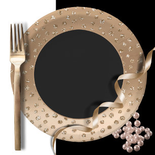 Plato De Papel Dramática Moda elegante audaz Purpurina de oro neg
