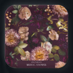 Plato De Papel Dramático y oscuro floral para despedida de solter<br><div class="desc">Platos de papel de lujo para despedida de soltera dramática y oscura floral</div>