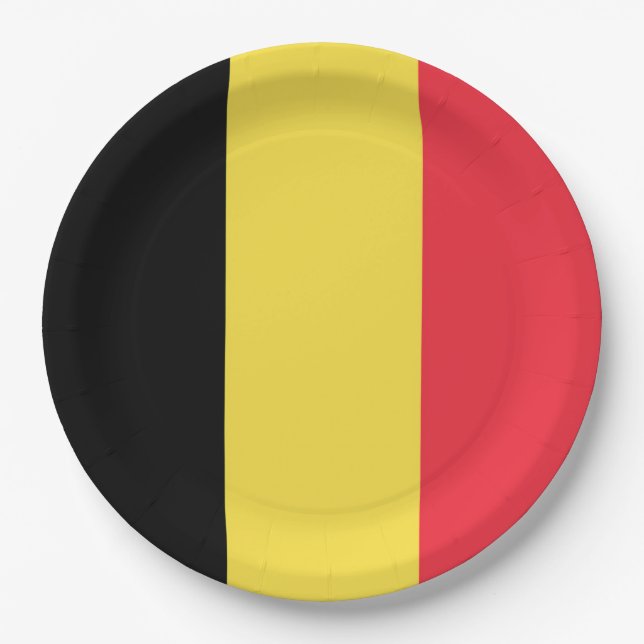 Plato De Papel Drapeau Belgique Tricolore (Anverso)