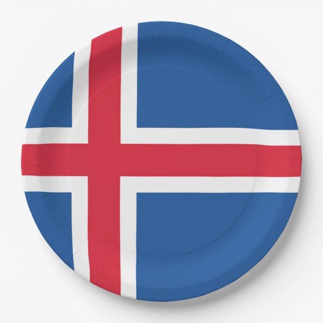 Plato De Papel Drapeau Islande (Anverso)