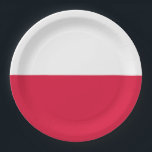 Plato De Papel Drapeau Pologne<br><div class="desc">Drapeau de la Pologne: "Bóg,  Honor i Ojczyzna " → "Dieu,  honneur et patrie". 
Le drapeau polonais est composé de deux bandes horizontales de largeur égale. La bande supérieure est blanche et la bande inférieure est de couleur rouge.</div>