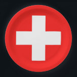 Plato De Papel Drapeau Suisse<br><div class="desc">Drapeau de la Suisse: "Unus pro omnibus,  omnes pro uno" → Un pour tous,  tous pour un!</div>