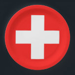 Plato De Papel Drapeau Suisse<br><div class="desc">Drapeau de la Suisse: "Unus pro omnibus,  omnes pro uno" → Un pour tous,  tous pour un!</div>