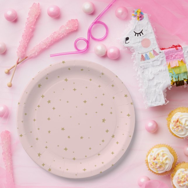 Plato De Papel Dream Bear Baby Girl Stars (Fiesta)