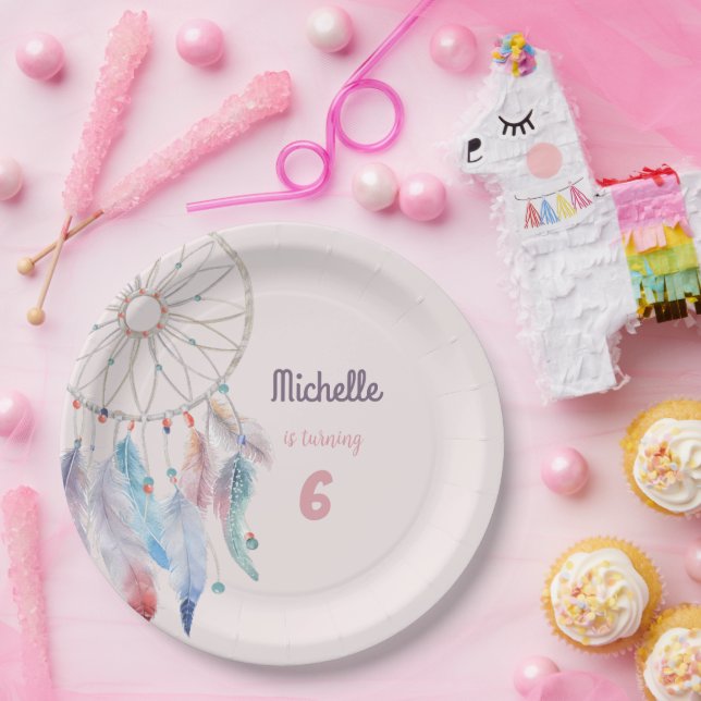 Plato De Papel Dream Big Boho Dreamcatcher Birthday (Fiesta)