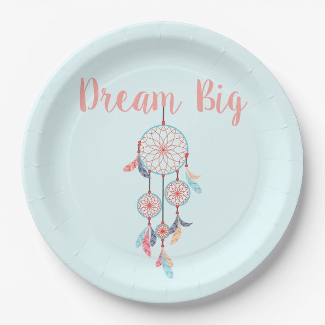 Plato De Papel Dream Big Dreamcatcher Bohemian Dream Catcher (Anverso)