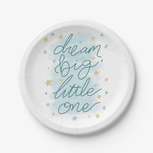 Plato De Papel Dream Big Little One Pastel Stars (Anverso)