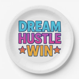 Plato De Papel DREAM HUSTLE GANA Placa Motivadora De Papel