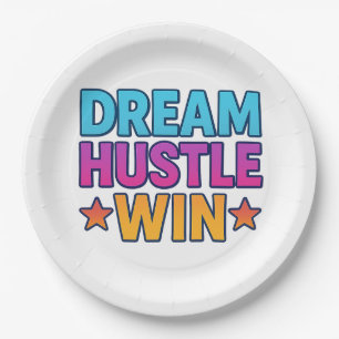 Plato De Papel DREAM HUSTLE GANA Placa Motivadora De Papel