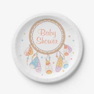 Plato De Papel Dreamcatcher tribal Boho Baby Shower