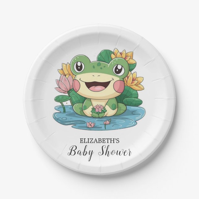 Plato De Papel Dreamy Bonito Frog Baby Shower (Anverso)