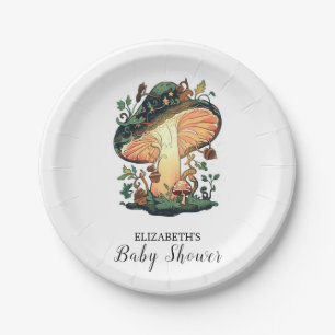 Plato De Papel Dreamy Bonito Mushroom Baby Shower