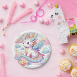 Plato De Papel Dreamy Cute Dragon Baby Shower