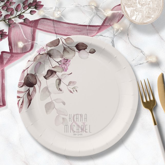 Plato De Papel Dreamy Foliage Boda V2 Burgundy ID817 (Subido por el creador)