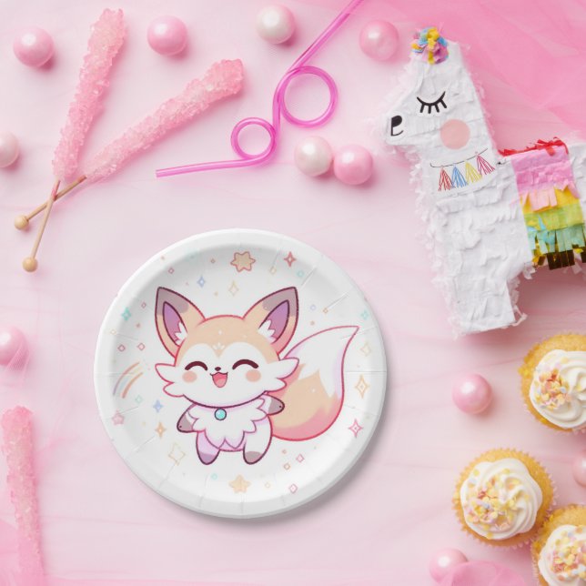 Plato De Papel Dreamy Fox Baby Shower (Fiesta)