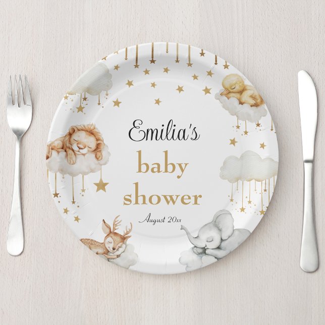 Plato De Papel Dreamy Gold Whimsical Woodland Baby Shower (Subido por el creador)