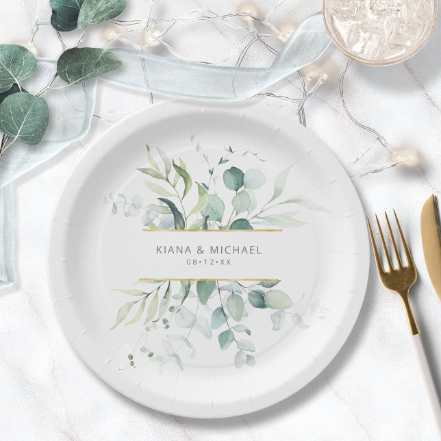 Plato De Papel Dreamy Greenery Boda V3 Green/Blue ID817 (Subido por el creador)