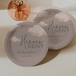 Plato De Papel Dreamy Heaven envió Baby Shower sobre temas de cie