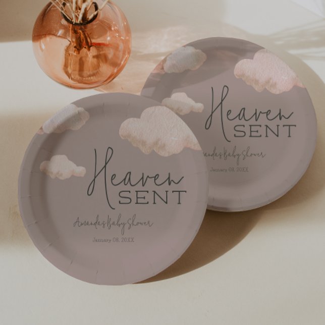 Plato De Papel Dreamy Heaven envió Baby Shower sobre temas de cie (Subido por el creador)