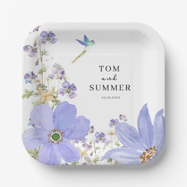 Plato De Papel Dreamy Lilac Boda (Anverso)