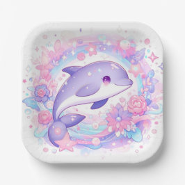Plato De Papel Dreamy Little Dolphin Baby Shower