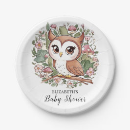 Plato De Papel Dreamy Little Owl Baby Shower