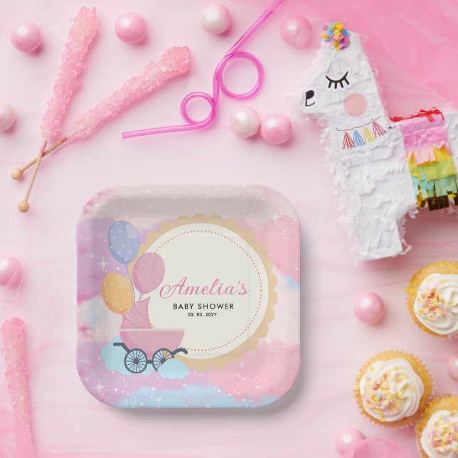 Plato De Papel Dreamy Pastel Clouds Baby Shower (Fiesta)