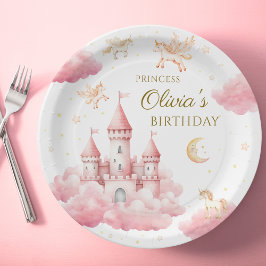 Plato De Papel Dreamy Pink Princess Castle Birthday Party