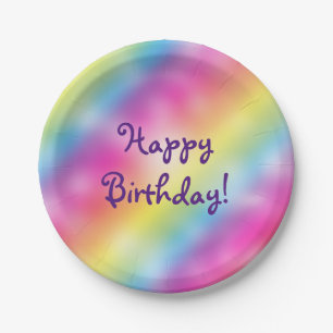 Plato De Papel Dreamy Rainbow Ice Cream Birthday Party Placas