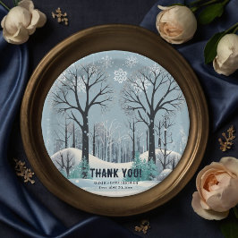 Plato De Papel Dreamy Winter Forest Snowflakes Baby Shower