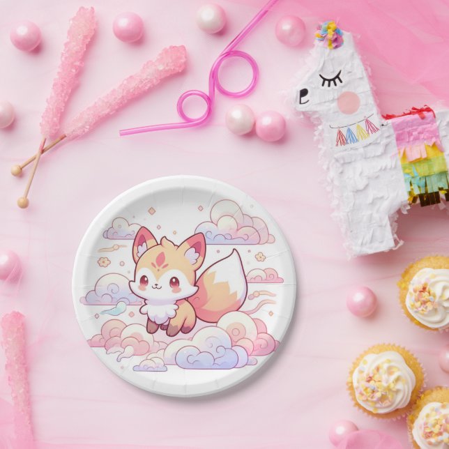 Plato De Papel Dreamy Woodland Fox Baby Shower (Fiesta)