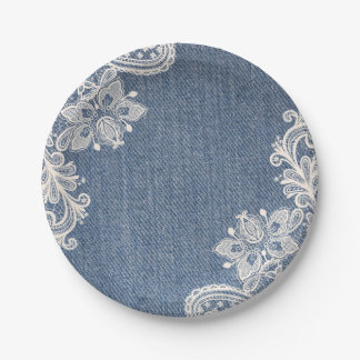 Plato De Papel Dril de algodón azul y placa de papel elegante del