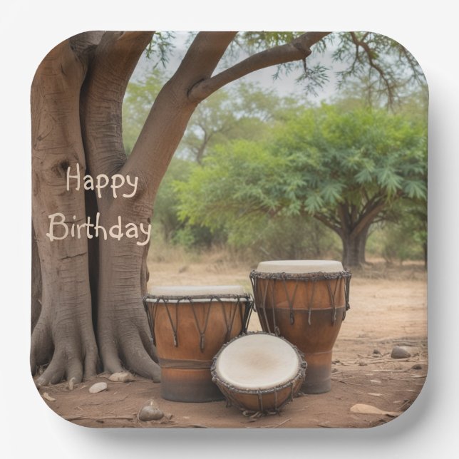 Plato De Papel Drums africanos (Anverso)