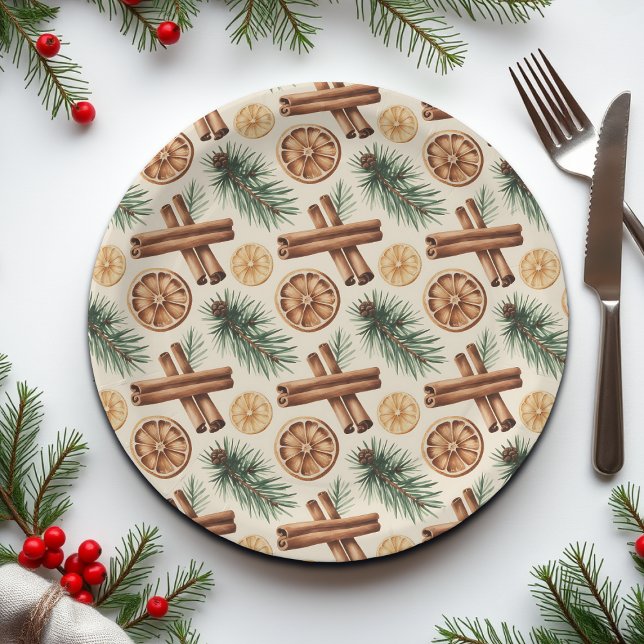Plato De Papel Dry Oranges Cinnamon Sticks Fir Branches (Subido por el creador)