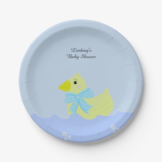 Plato De Papel Ducha Amarilla Baby Shower (Anverso)