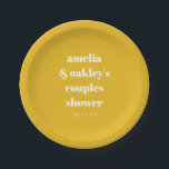 Plato De Papel Ducha amarilla Minimalista cute Personalizado Pare<br><div class="desc">Minimalista Moderno Amarillo Personalizado Cute Parejas Ducha Placas De Papel</div>
